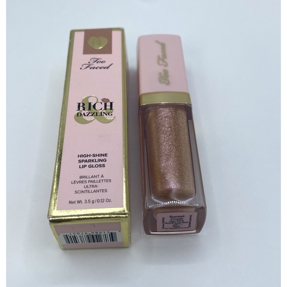 TOO FACED Rich Dazzling SUNSET CRUSH High Shine Sparkling Lip Gloss Mini‎ NIB - Picture 6 of 7
